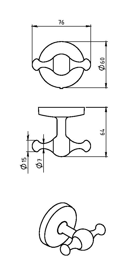 Крючок двойной для полотенца Novaservis Metalia 1 6156.0 хром 61560 - Вид №1