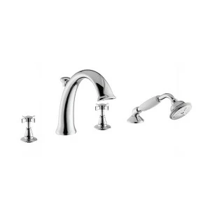 Группа для установки на палубе с 4 отверстиями, в которую входит излив с переключателем и полный комплект для душа. DAYTIME NEWFORM Италия