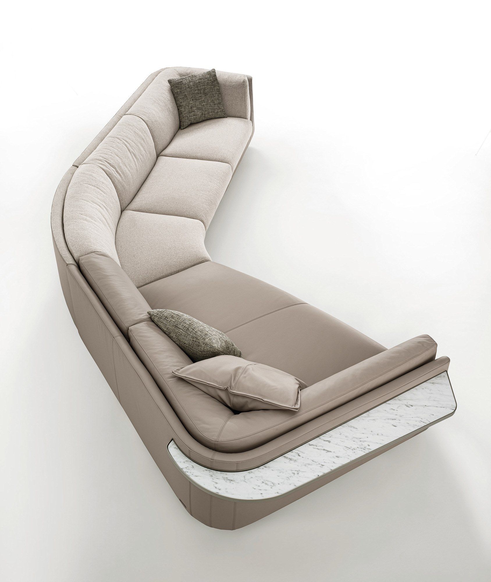 Угловой диван из кожи и ткани Longhi Loveluxe 2021-Rhythm'21 collection ARCH-00044116 - Вид №1