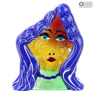 4707 ORIGINALMURANOGLASS Скульптура Голова Женщины - Pop Art - Original Murano Glass OMG 19 см
