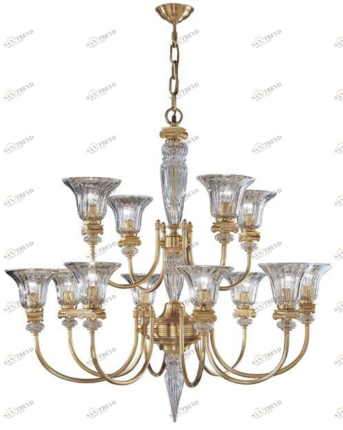 Possoni Illuminazione Атласная люстра из чистого золота с хрусталем Natascia 27077/8+4 