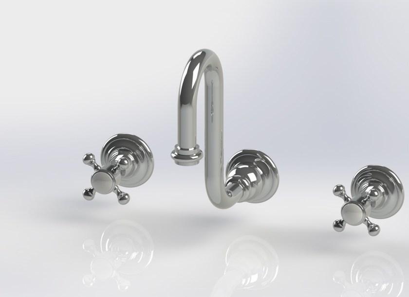 BLEU PROVENCE Смеситель для умывальника настенный на 3 отверстия Rubinetti per lavabo Rlc1012d - Вид №1