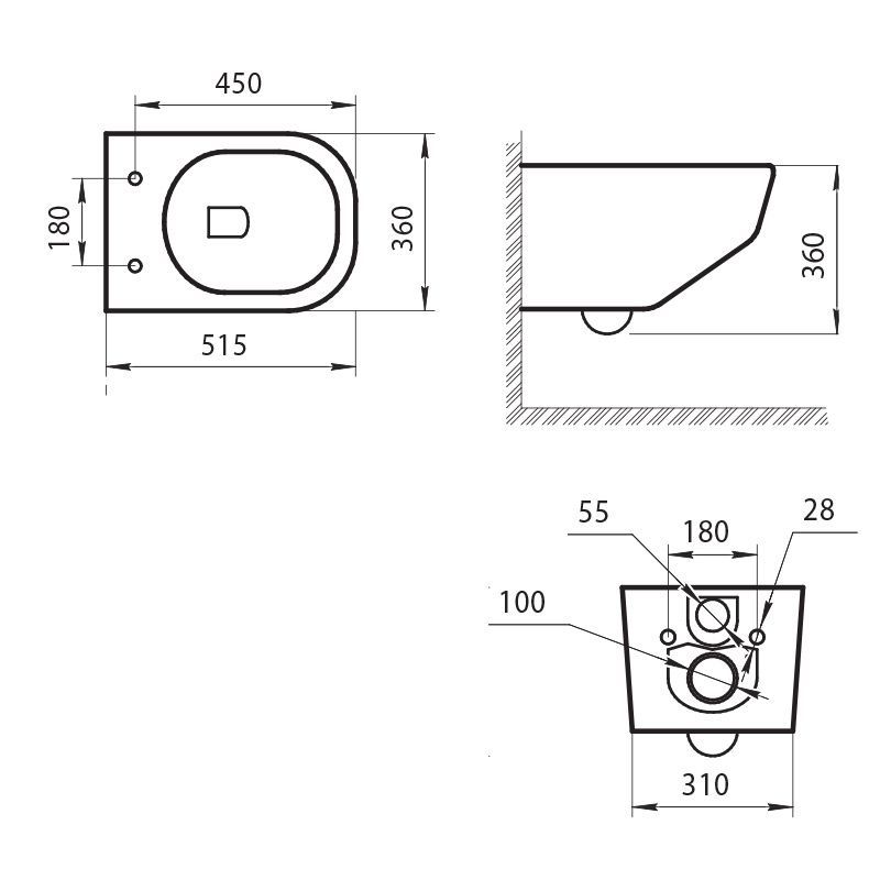 Унитаз подвесной безободковый ART&MAX LIBERTY Подвесной унитаз настенный Белый ART&MAX LIBERTY Китай - Вид №2