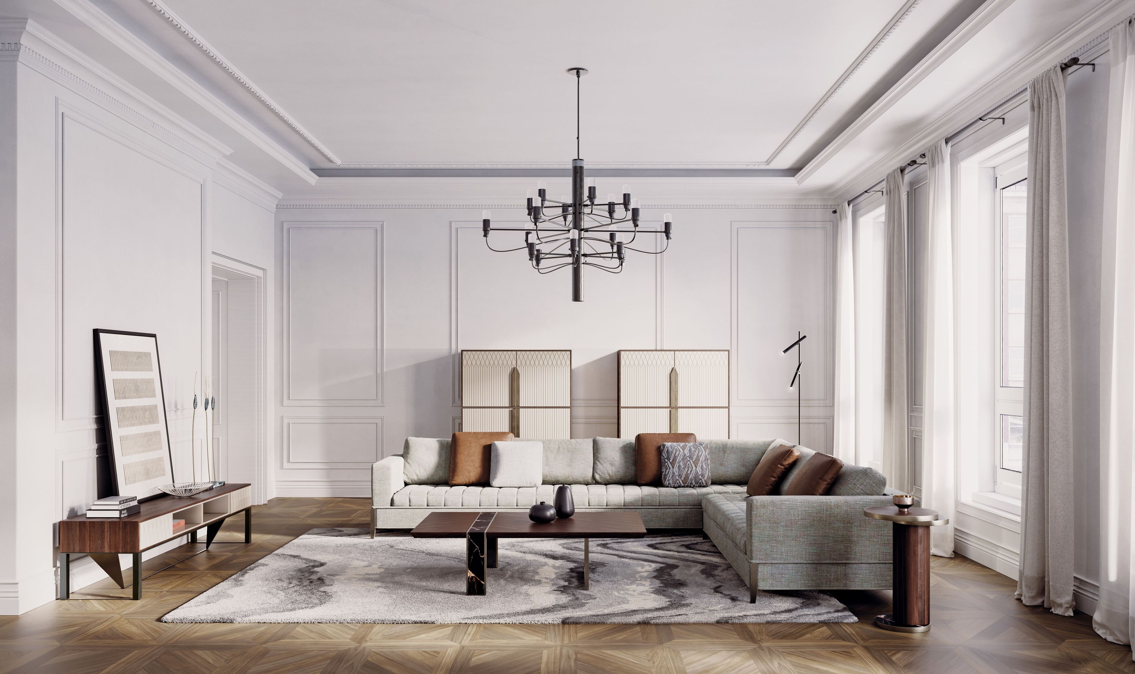 Низкий деревянный шкаф для телевизора с ящиками Capital Collection Prisma ARCH-00152797 - Вид №5