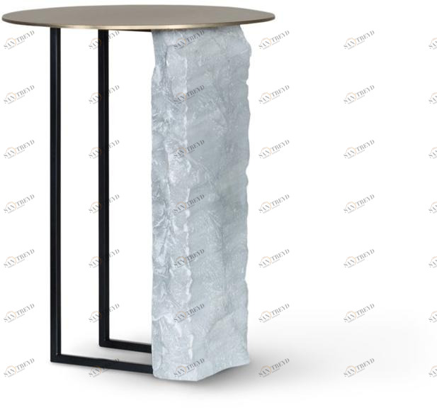 Greenapple Круглый журнальный столик из мрамора бардиглио и латуни Perfect raw G703134 