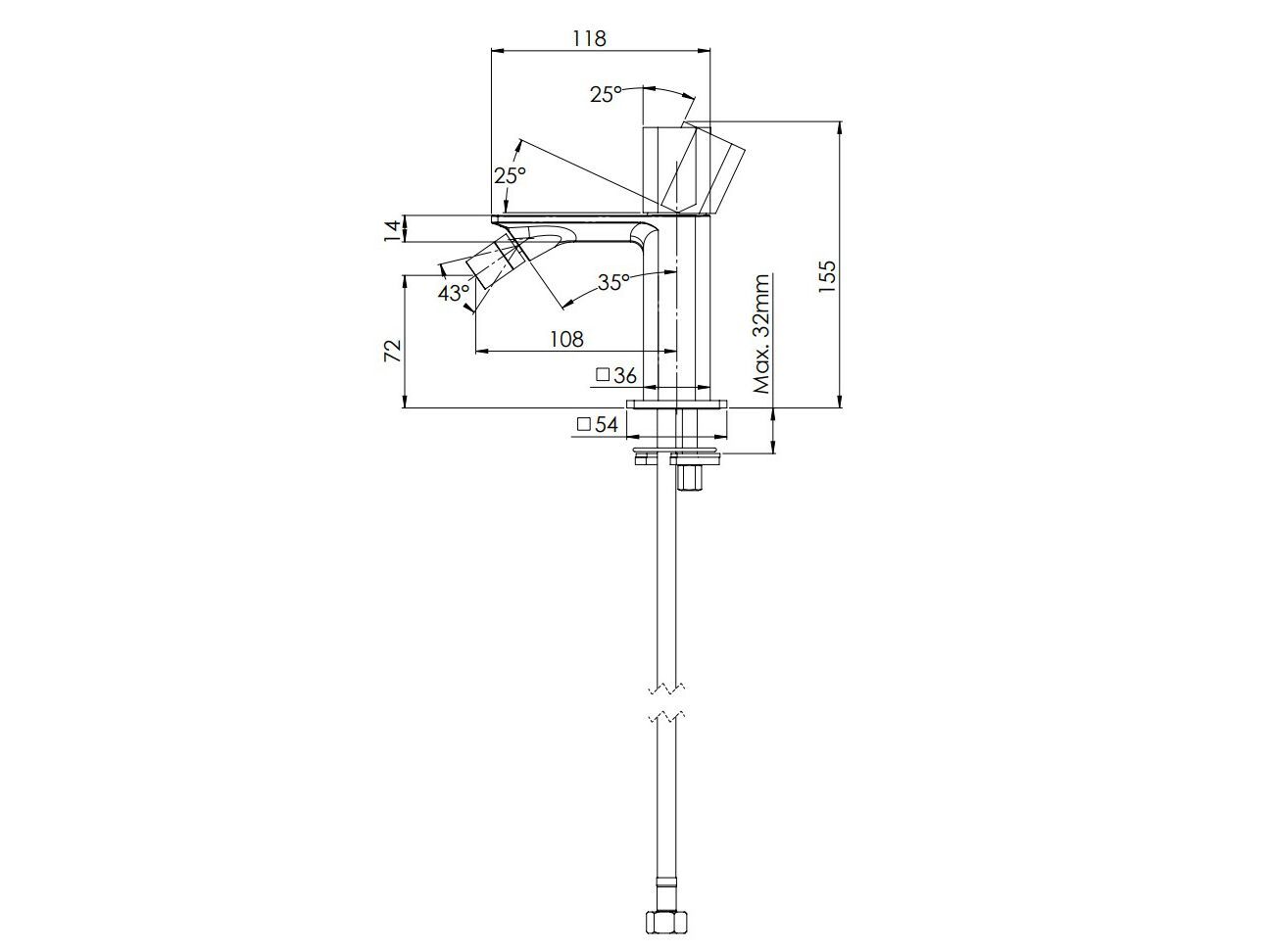 Однорычажный смеситель для биде без слива Rubinetterie Mariani Icon-Q ARCH-00102537 - Вид №2