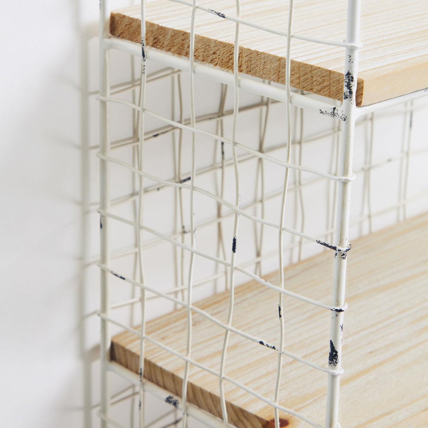 054438 Полка Delane металлическая белая, дерево La Forma Deland  - Вид №1