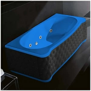 Ванна Gruppo treesse New Classic Young STD-V6747-DX-KC-G голубая с гидромассажем прямоугольная правая чёрная кожа