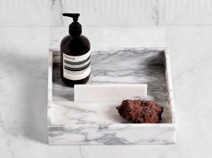 Мраморный квадратный поднос для ванной