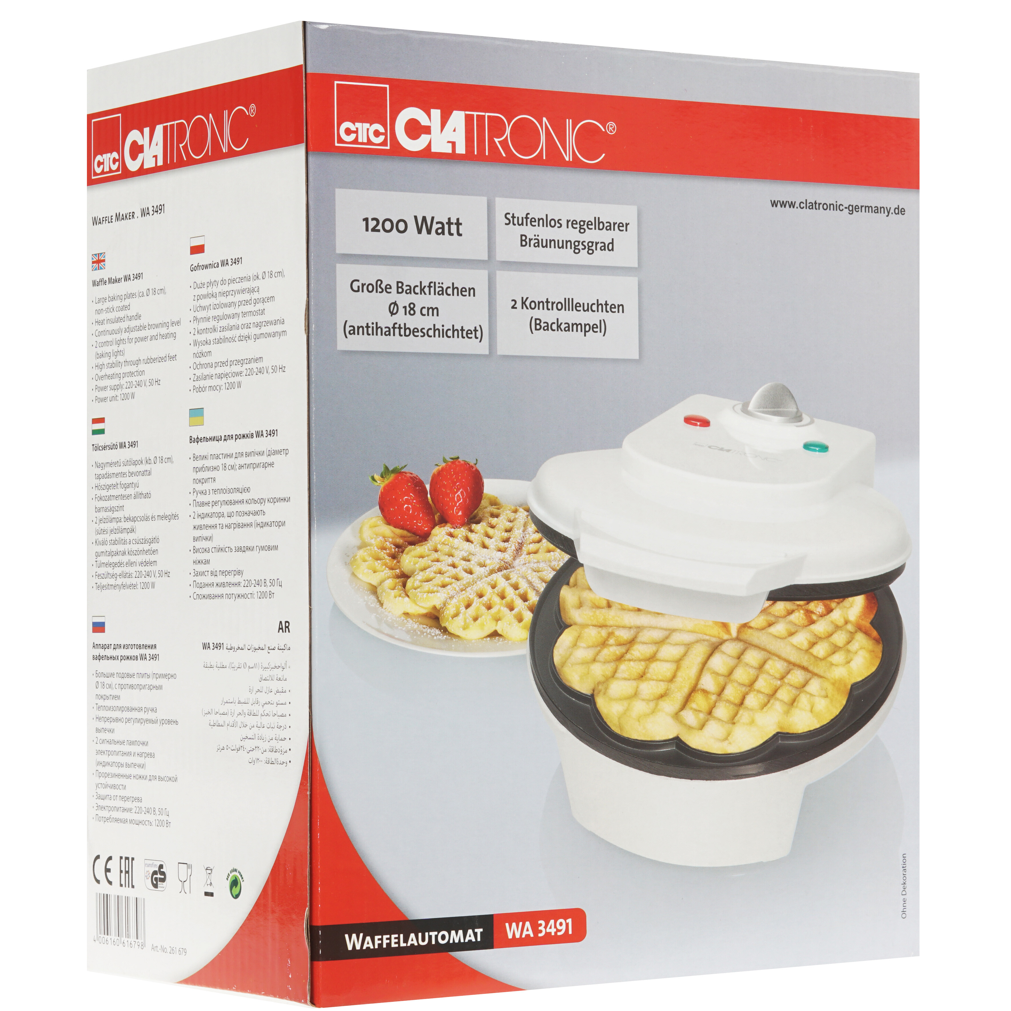 1080999 Вафельница Clatronic WA 3491 белый STDN-0006856 - Вид №6