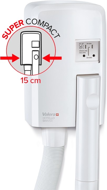 Valera Hotello Shaver Мод. 832.01 / RT - 1200 Вт - Компактный и мощный настенный фен для волос со шлангом и розеткой для бритвы 58320130 