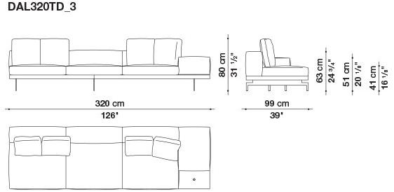 B&B Italia 3-х местный тканевый диван с шезлонгом Dock sun-id-1355318 - Вид №9