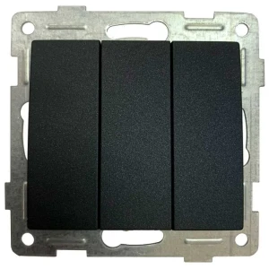 91818444 Выключатель встраиваемый Gusi electric Bravo С10В3-010 3 клавиши цвет графит STLM-1355807