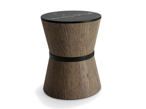 Круглый деревянный журнальный столик с керамогранитом