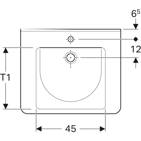128661000 Раковина Geberit Renova Comfort Square, безбарьерная Geberit  - Вид №2