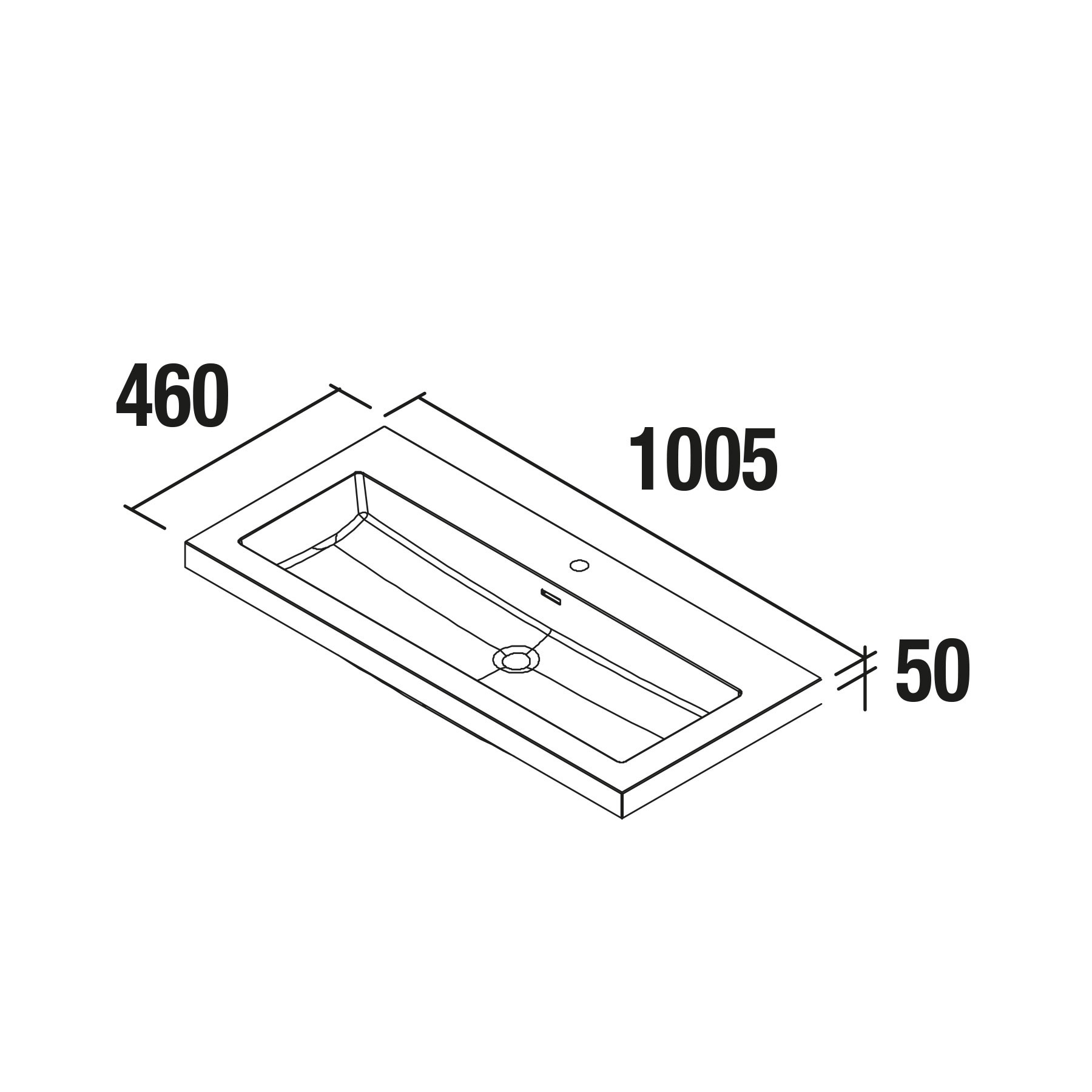20752 SALGAR Раковина TOSCANA 1005 WHITE MINERAL LOAD 1005 x 50 x 460 мм - Вид №1