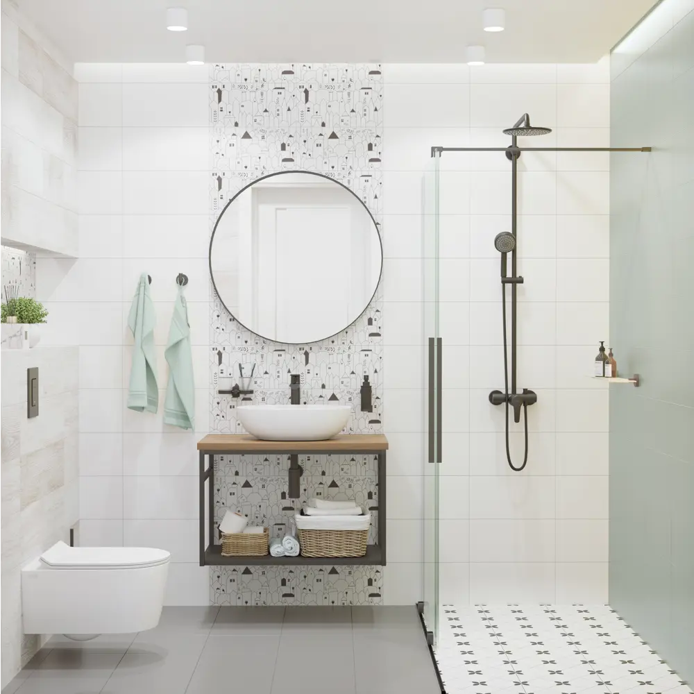 Глазурованный керамогранит Lb Ceramics Плэй Макси 30x30 см 0.9 м² матовый цвет черно-белый STLM-2009684 - Вид №2