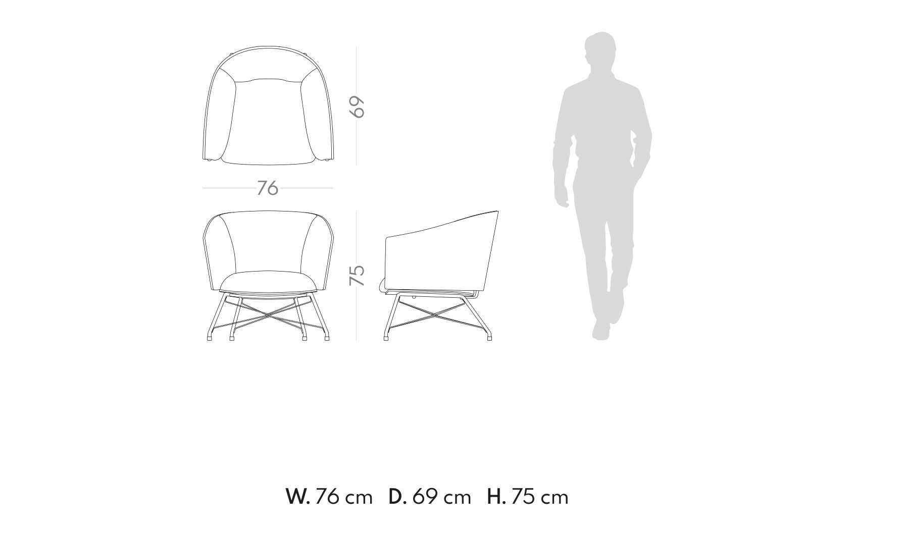 Тканевое кресло с подлокотниками PRADDY Metro ARCH-00147514 - Вид №4