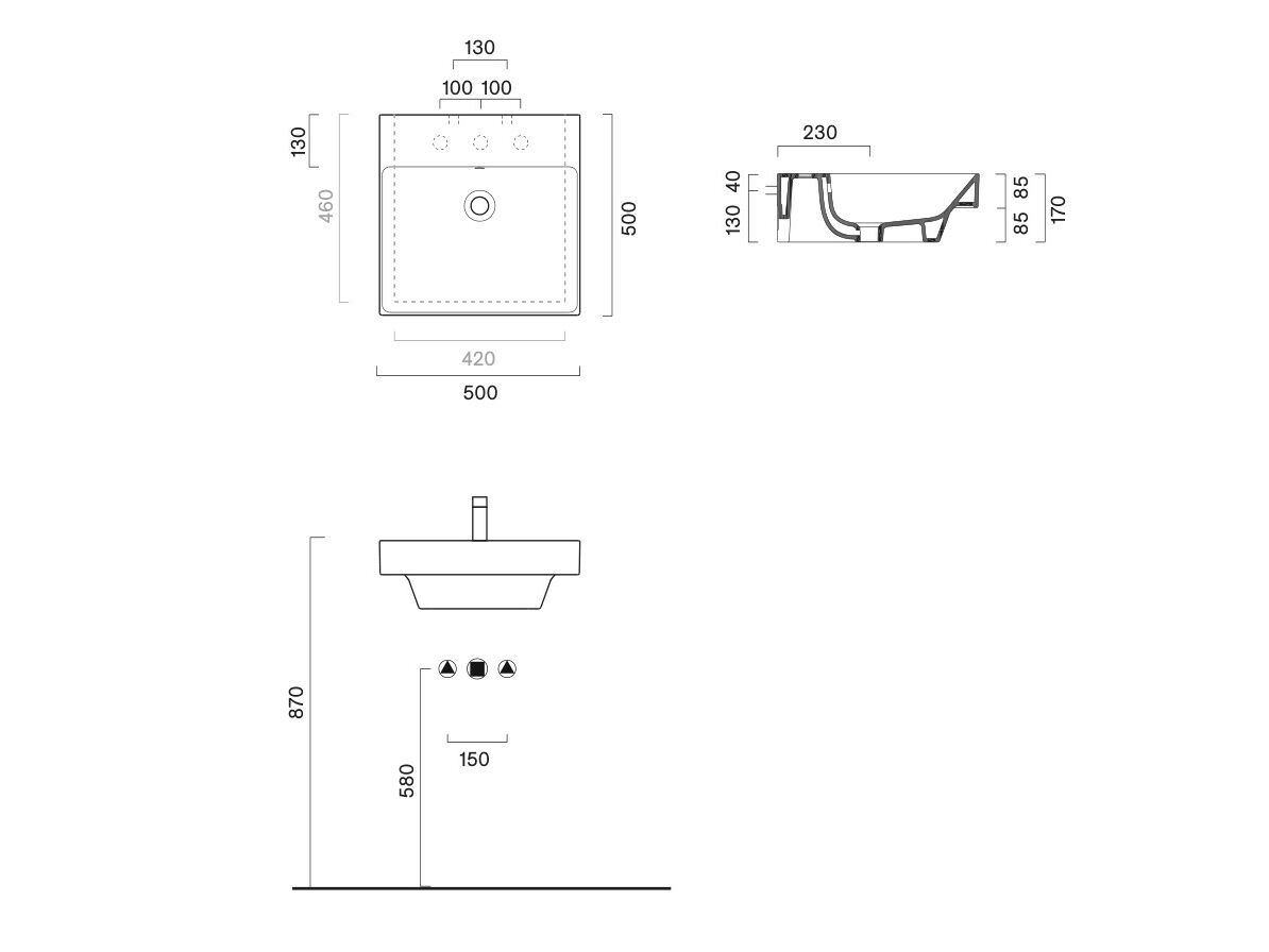 Квадратный умывальник CERAMICA CATALANO ноль ARCH-00021237