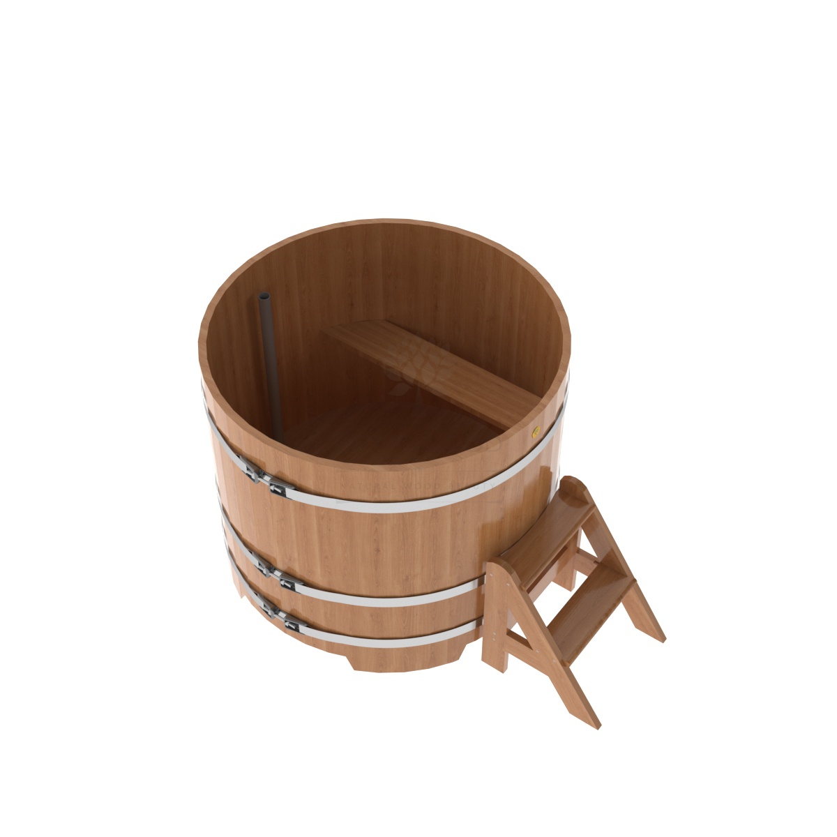 1280 Купель круглая из дуба d=1,17х1,0 натуральная Alyarus  - Вид №1