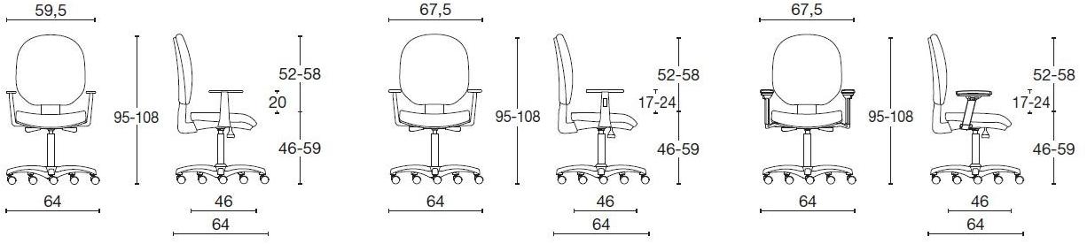 Diemme Регулируемое по высоте офисное кресло из ткани с 5 спицами Bingo sun-id-1409851 - Вид №6