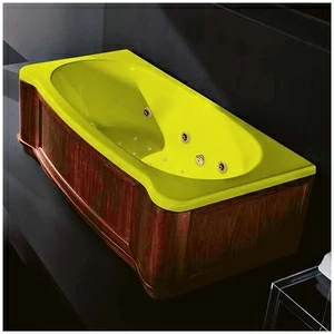 Ванна Gruppo treesse New Classic Young ATC-V674Q-SX-WO-ZZ жёлтая с золотой фурнитурой гидромассажем аэромассажем и дезинфекцией прямоугольная левая дерево орех