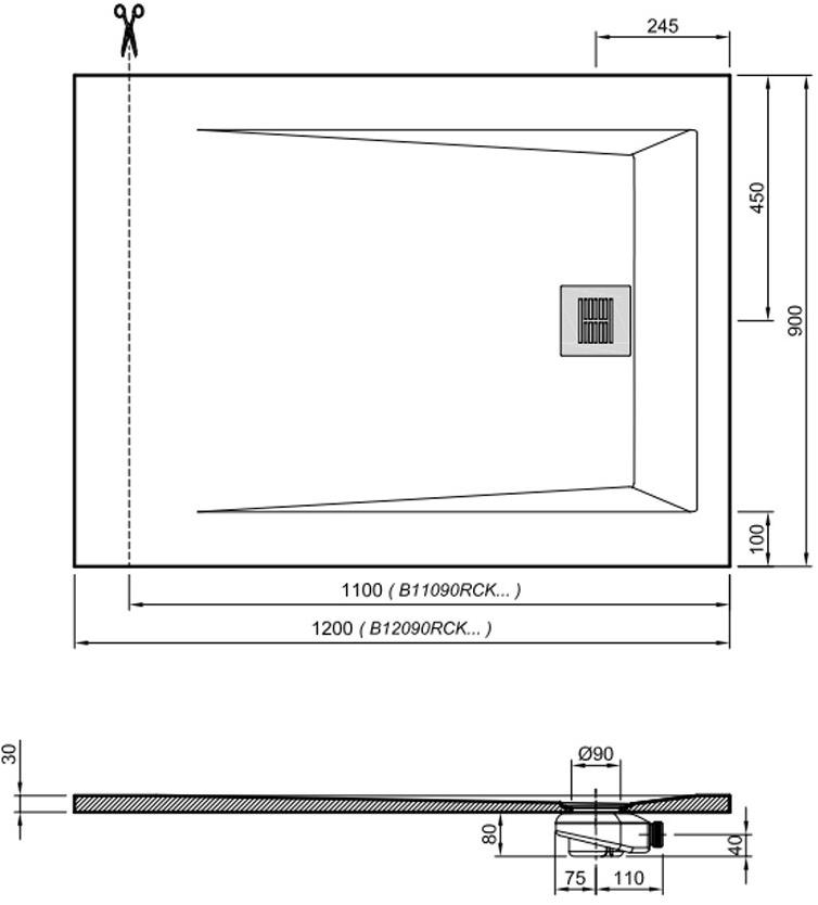 Поддон для душа ROCKS 1200х900 антрацит SP3014В0384100590 - Вид №1