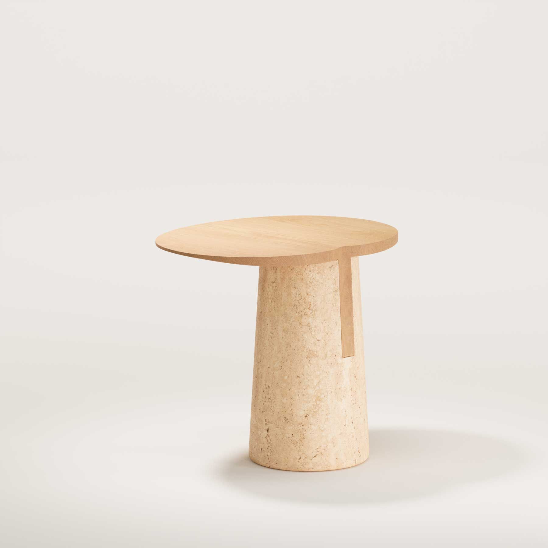 Высокий овальный журнальный столик из дерева и травертина Wewood Anchor ARCH-00147099 - Вид №5