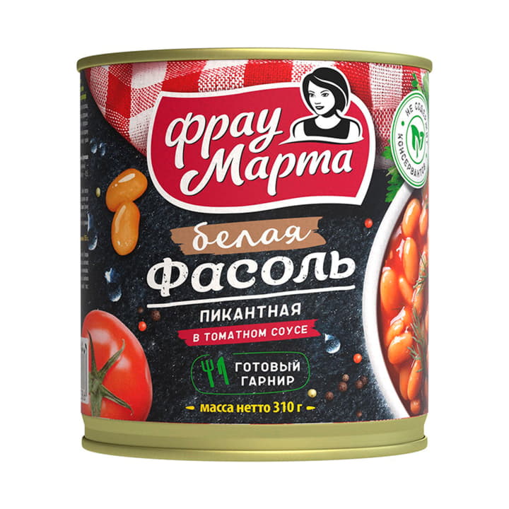 Фасоль белая пикантная в томатном соусе Фрау Марта 310 г Santreyd 10824 - Вид №1
