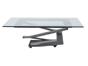 Квадратный низкий стол из стали и стекла