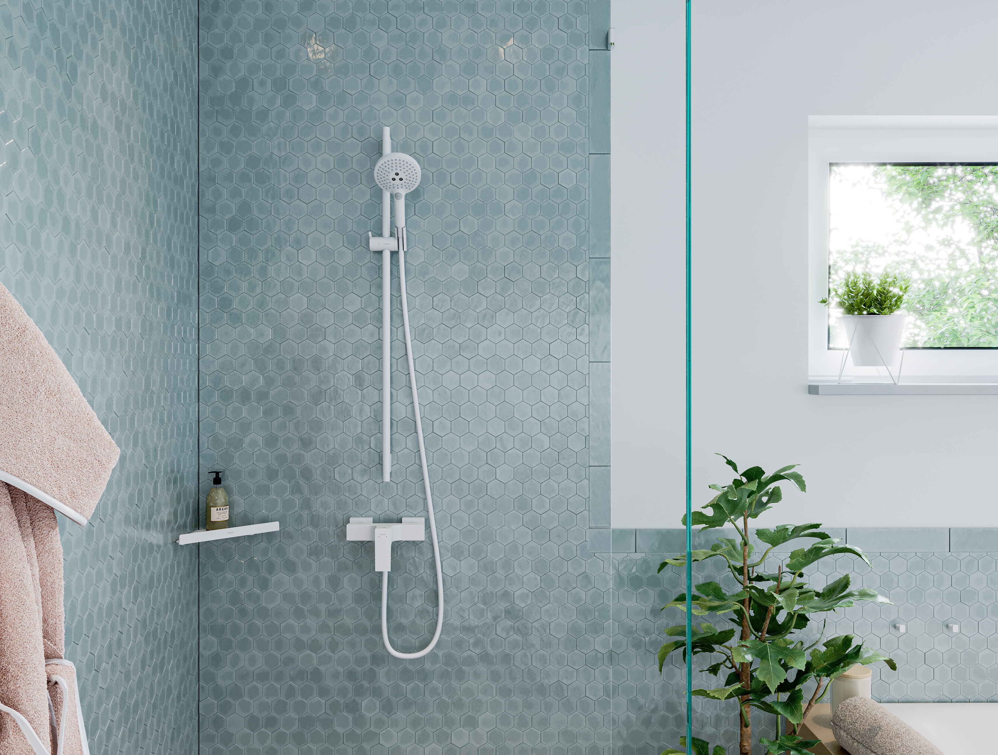 28631000 Unica Душевая штанга S Puro 90 см со шлангом Isiflex 160 см Hansgrohe  - Вид №1