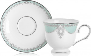 10588436 Lenox Чашка чайная с блюдцем Lenox "Королевский жемчуг" 180мл (голубая) Фарфор костяной