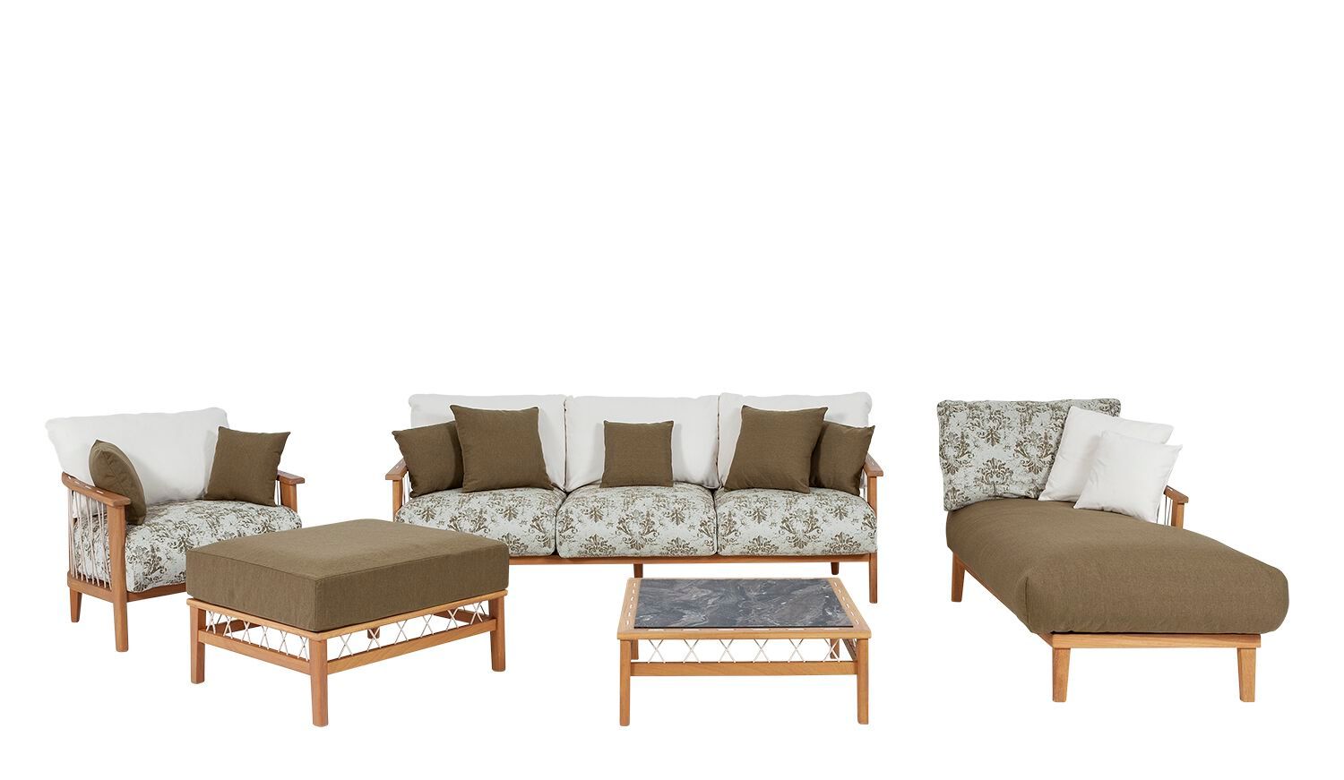 Квадратный тканевый садовый пуфик с основанием iroko Rever Zenit ARCH-00136510 - Вид №1