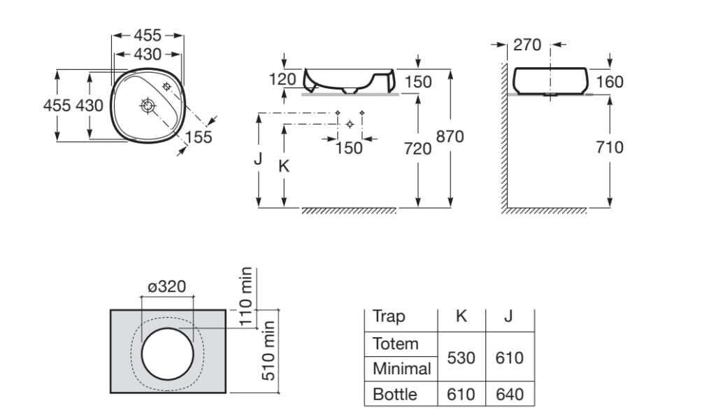 Керамическая раковина с одной столешницей Roca Beyond ARCH-00126137 - Вид №3