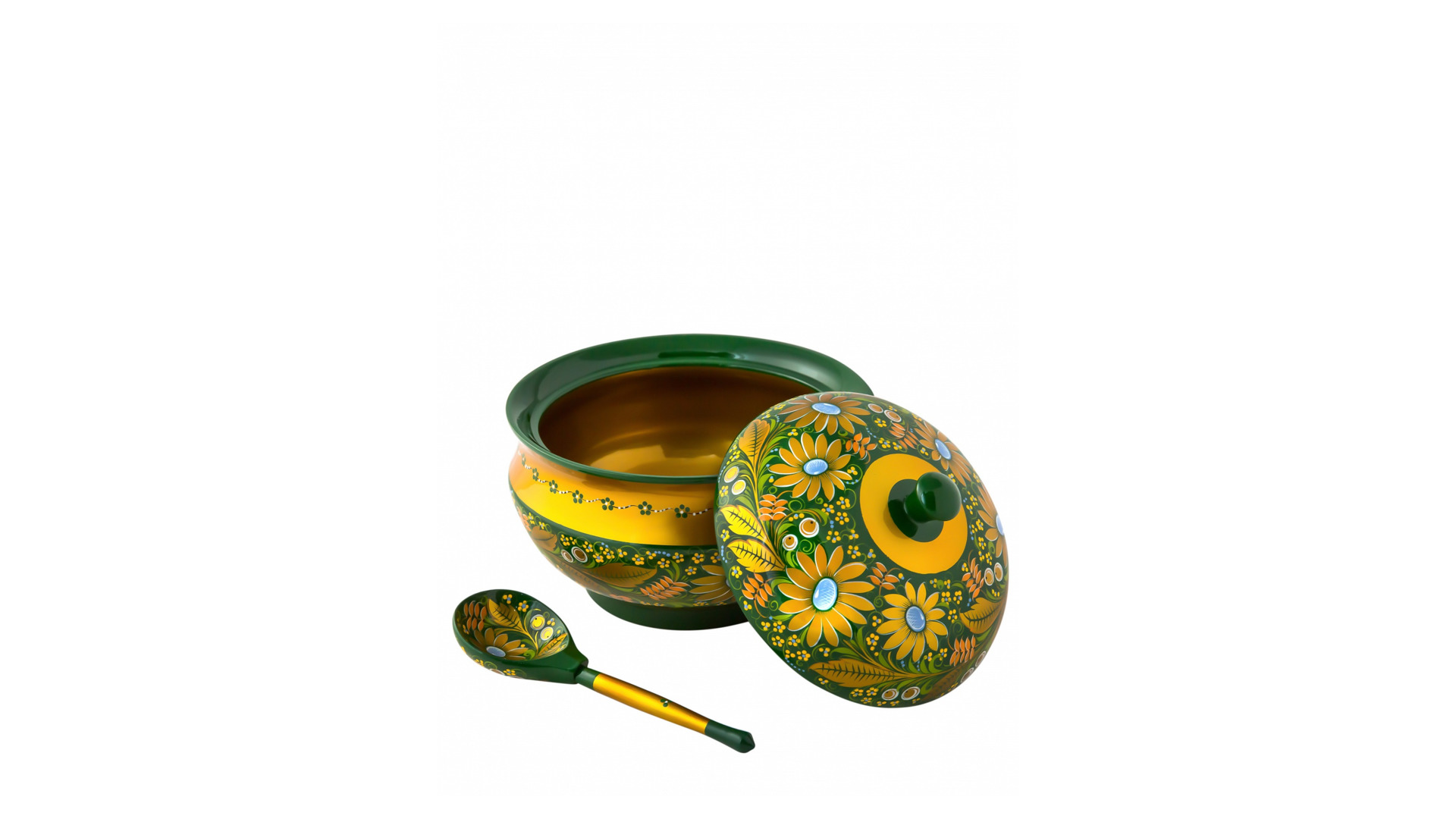 10660469 Хохломская Роспись Набор д/грибов 14 пр (Высшая категория) Дерево  - Вид №1