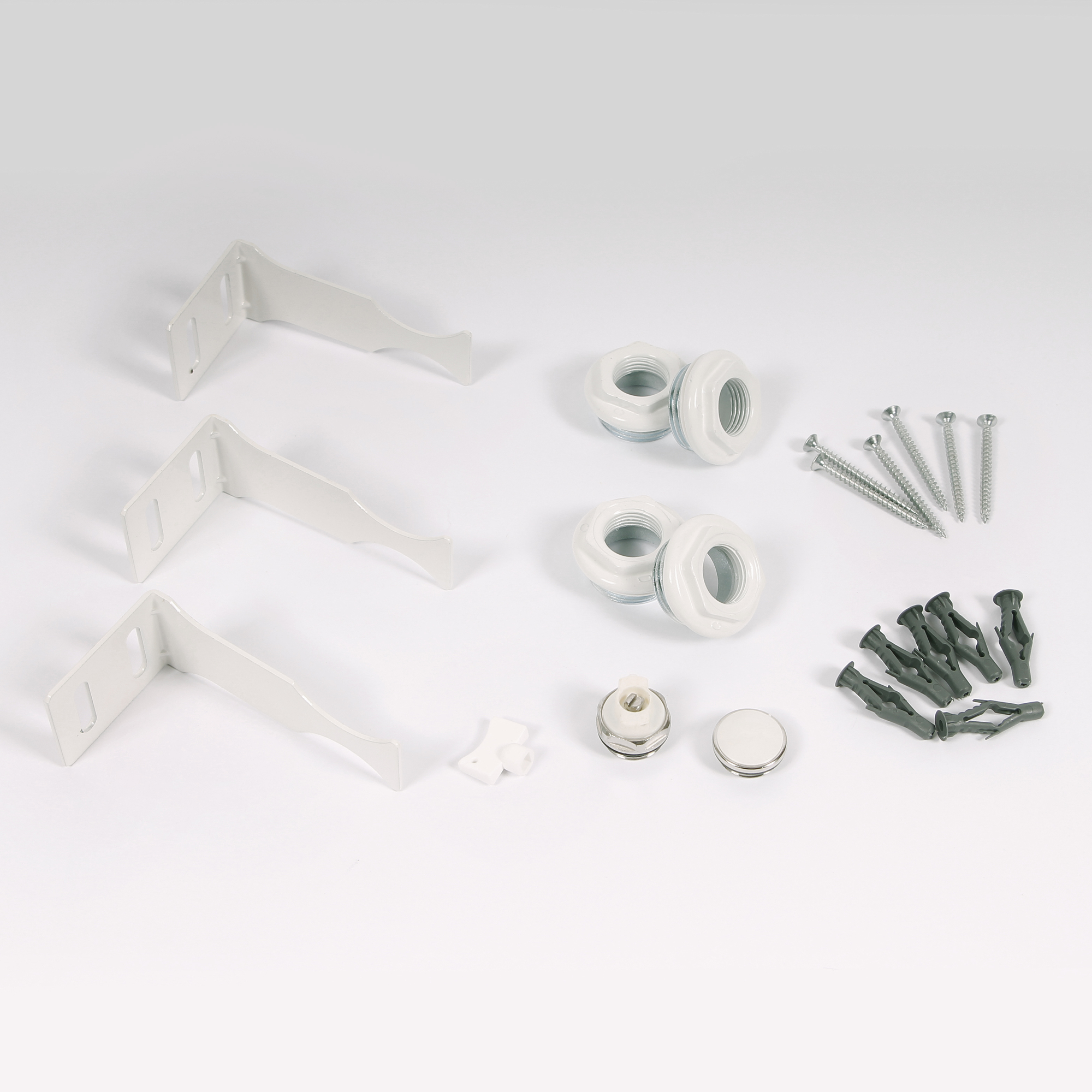 Комплект для подключения радиатора с угловыми кронштейнами (3 шт) с силиконовой прокладкой TORIDO 1"х1/2" RAL9010 TK12S1A3 - Вид №3