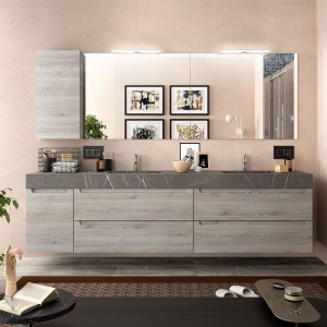 83388 SALGAR Столешница COMPAKT 51 от 1400 до 1600 мм с 2 встроенными мойками СЕРЫЙ КАМЕНЬ