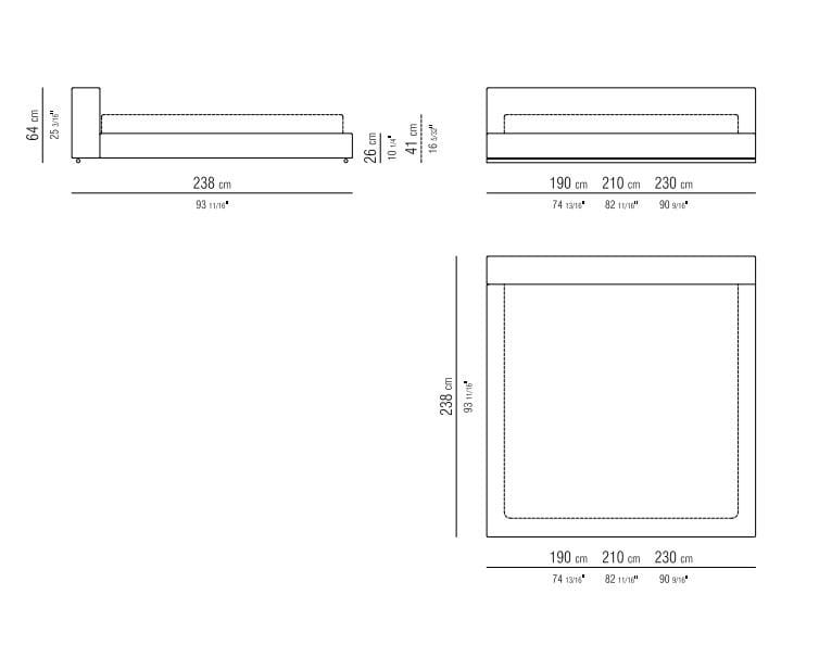 Съемная двуспальная кровать из ткани Flexform Основа ARCH-00127374 - Вид №5