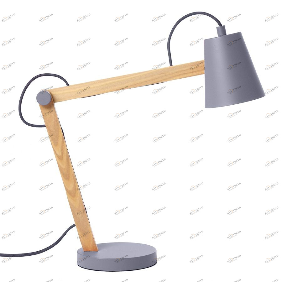 Лампа настольная Play, серая матовая, ясень, серый шнур Frandsen 2278167136001