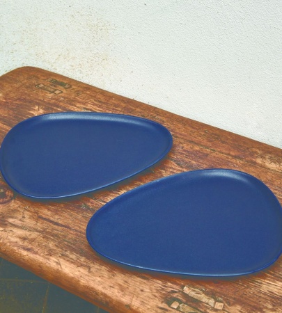 990169 Тарелка малая (22х19х1,5см) каменная керамика, темно-синий;LIND DNA  - Вид №1