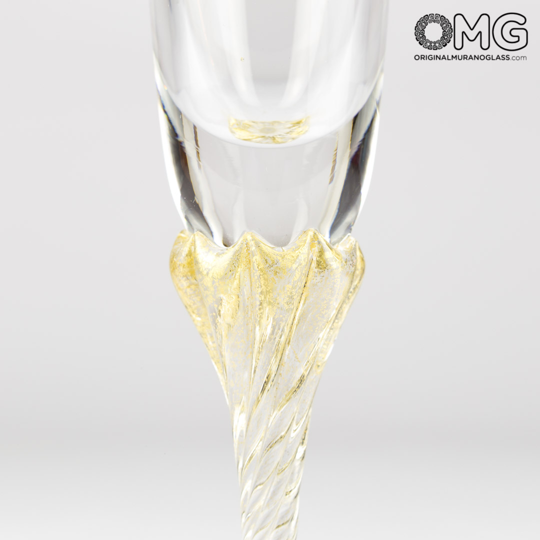 2783 ORIGINALMURANOGLASS Набор из 6 бокалов-флюте для шампанского - дутое стекло - Original Murano Glass OMG 7 см  - Вид №1