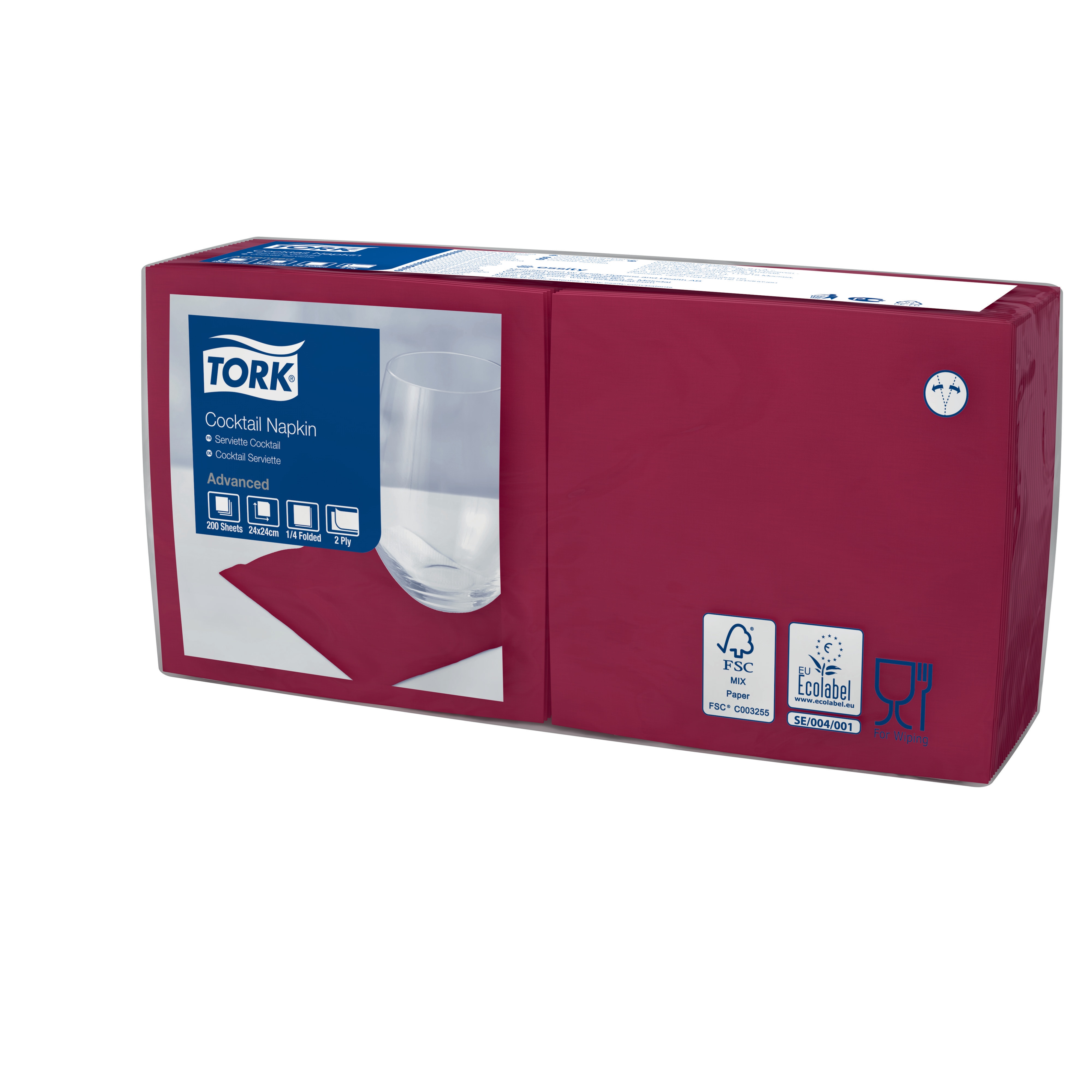 47782439 Коктейльная салфетка бордового цвета Tork  - Вид №1