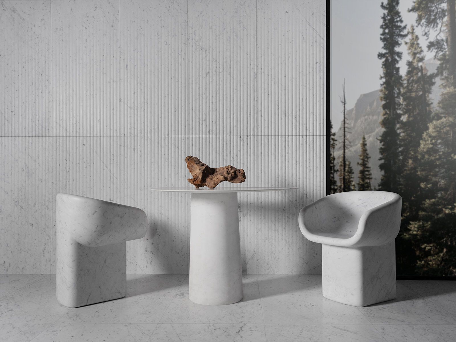 Мраморный поворотный стул с подлокотниками LUCE DI CARRARA Козимо ARCH-00110704 - Вид №7