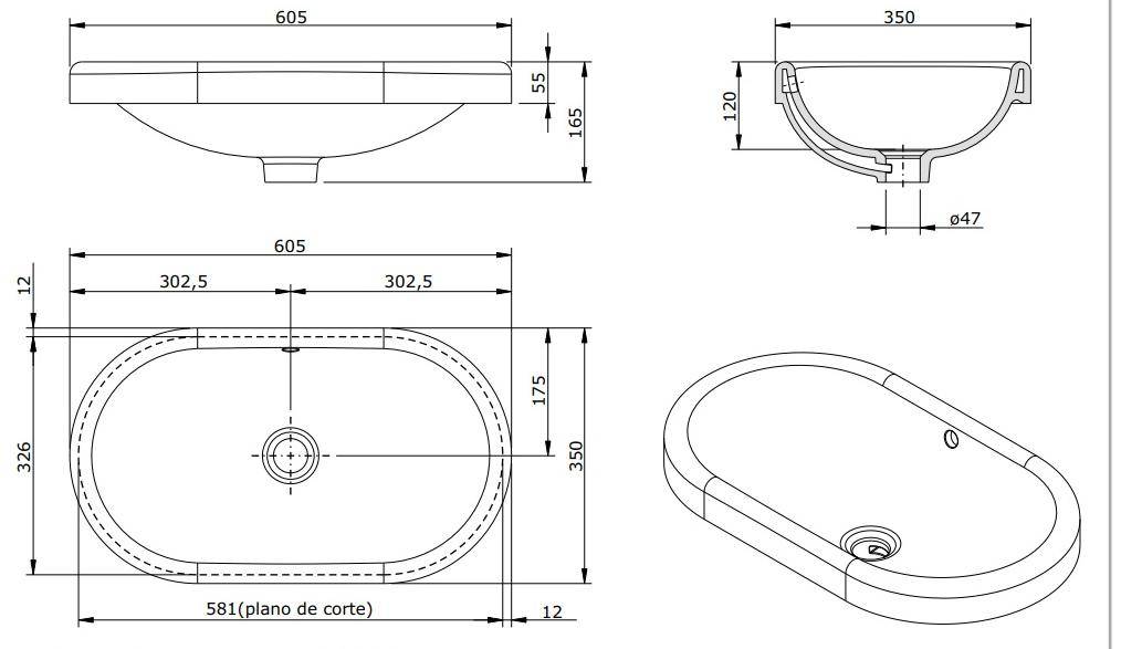 118890004 Накладная раковина под столешницу  овальная Sanindusa  - Вид №1