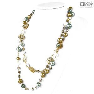 3810 ORIGINALMURANOGLASS Колье в два ряда Кристалл - Коллекция Antica Murrina - муранское стекло OMG 116 см