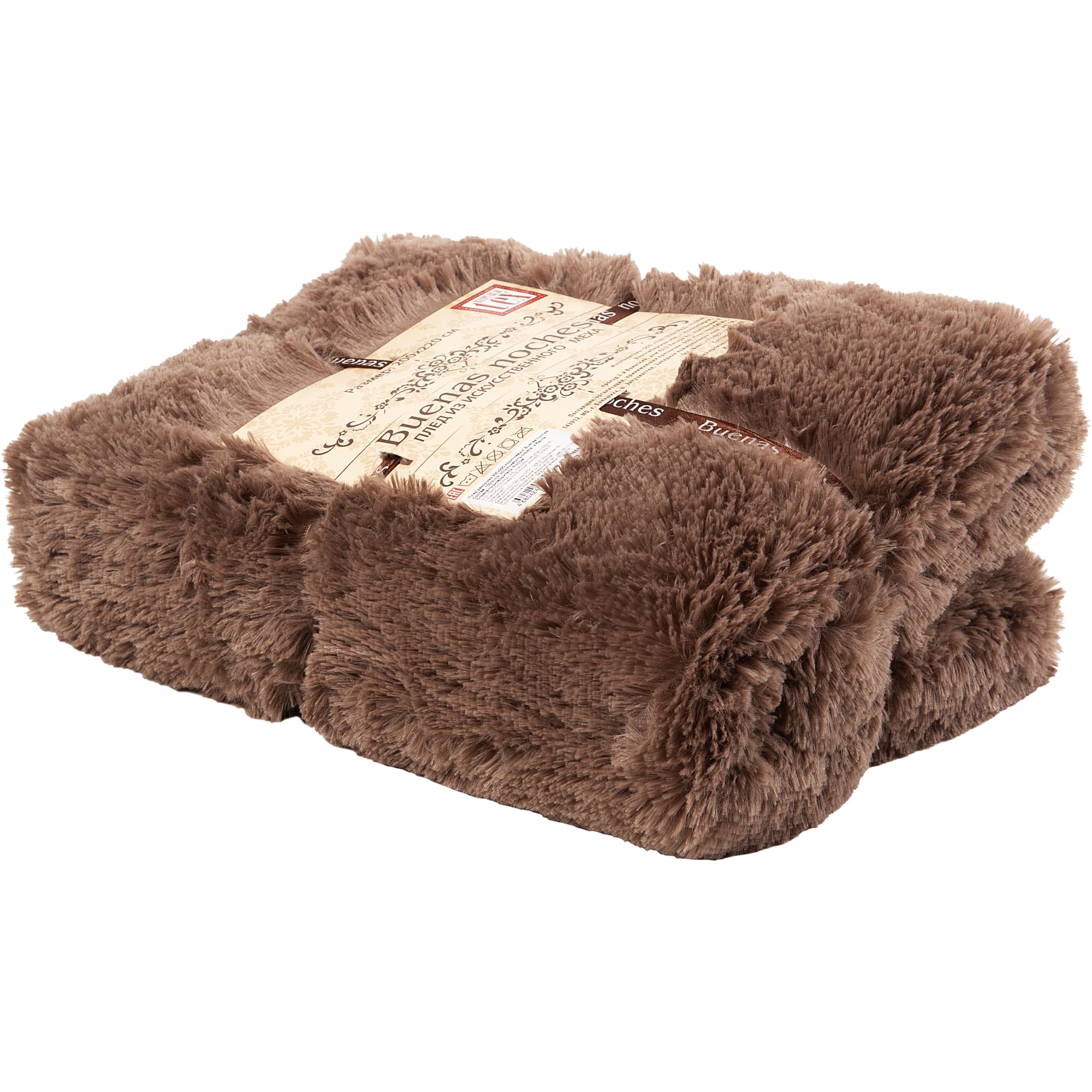 18680761 Плед декоративный 200х220 см, искусственный мех, цвет коричневый Santreyd 