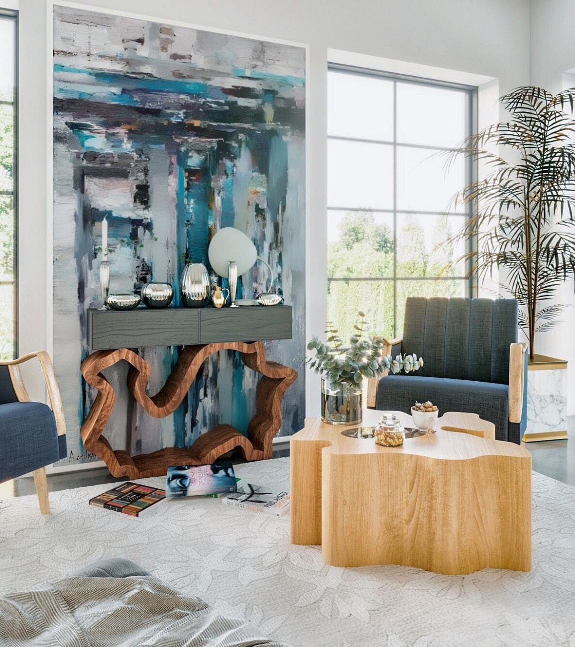 Журнальный столик деревянный фигурный орех "Пень" от Odingeniy ODINGENIY  178456 Орех;коричневый  - Вид №6