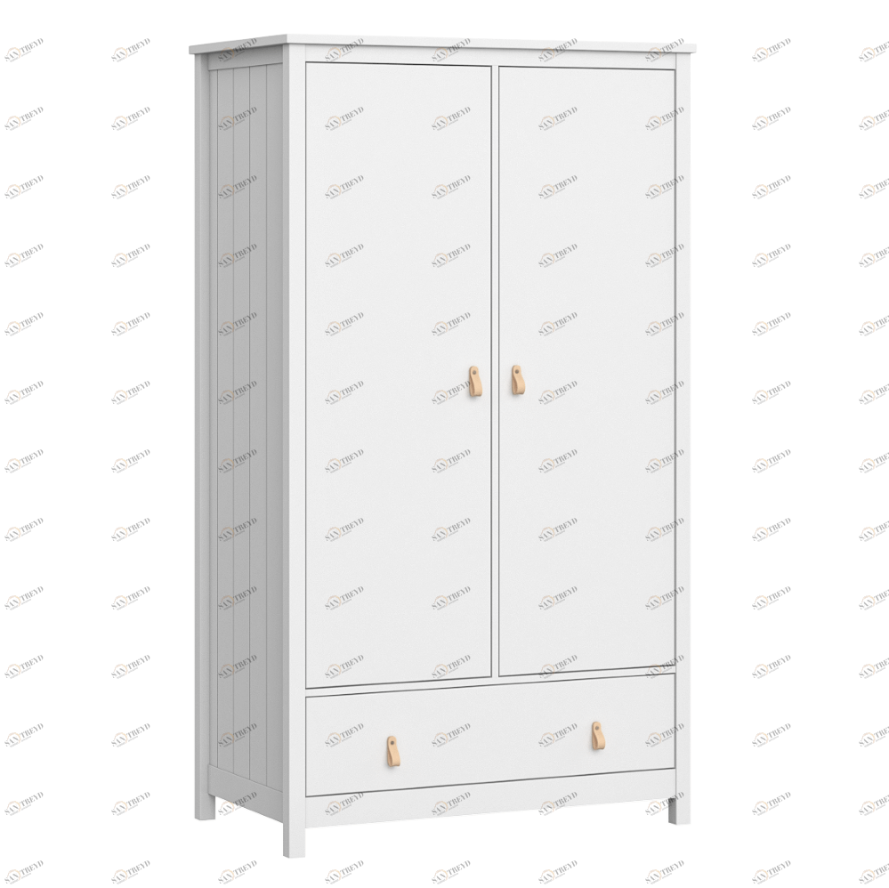 Шкаф распашной белый с 2 дверцами и ящиком Wood ELLIPSE ELLIPSE WOOD 00-3951342 Белый Santreyd 