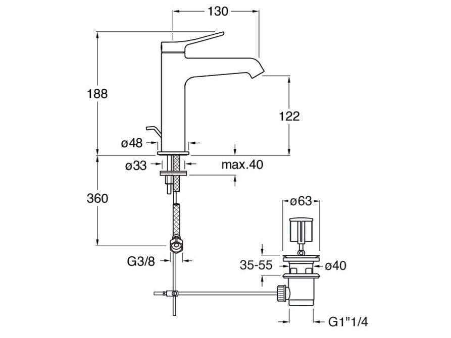 Смеситель для раковины с раковиной CRISTINA Rubinetterie бочка ARCH-00026170 - Вид №1