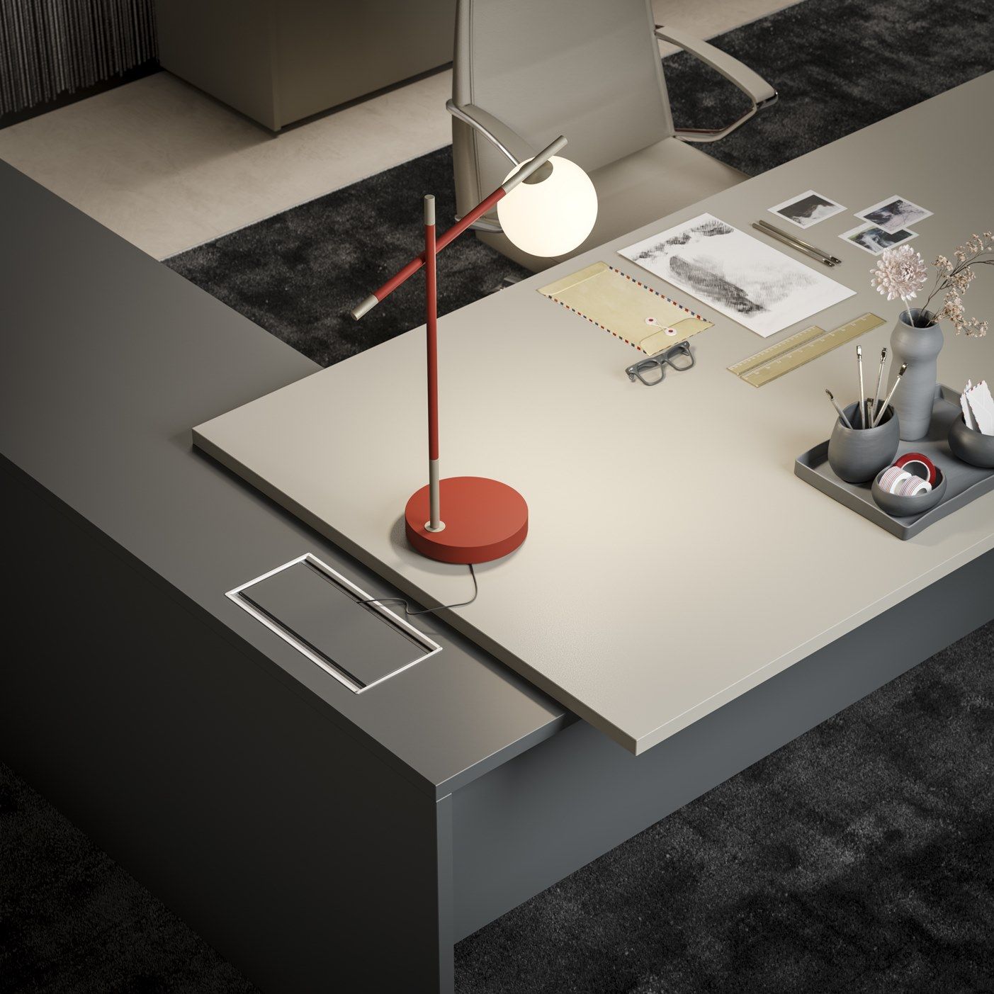 Прямоугольный рабочий стол Fenix-NTM® с системой кабельных втулок PROF ARCH-00051076 - Вид №5